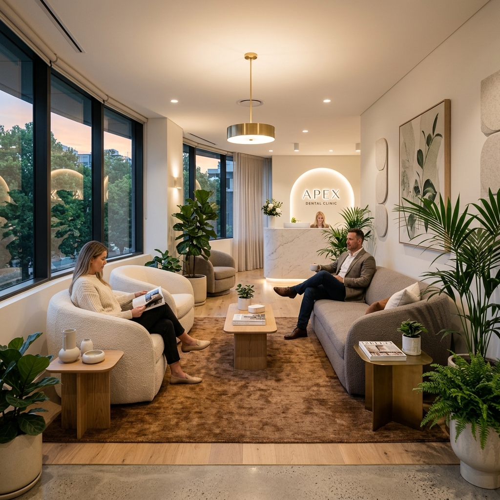 SmileCraft Dental Studio luxurious modern waiting room